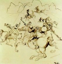 Haga click para ver la imagen ampliada 1934_66_surrealist knights for a four-part screen centre right circa 1934.jpg